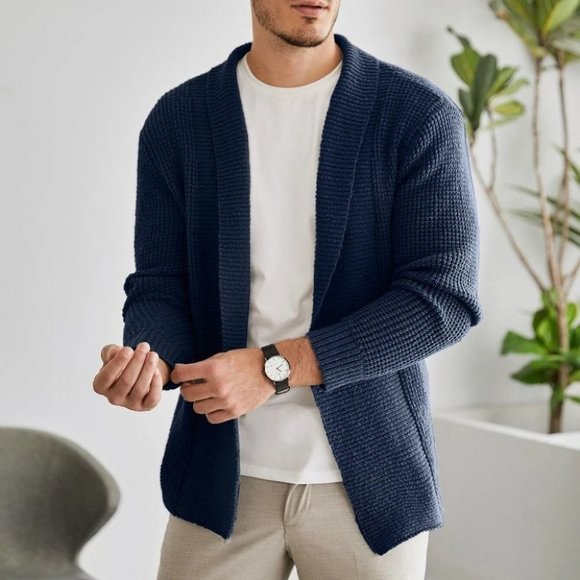 Blue Mens Cardigan - Picture 4 of 4